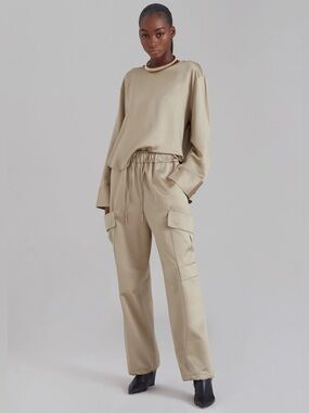 The Frankie Shop Kemp silky cargo pants in cream size L